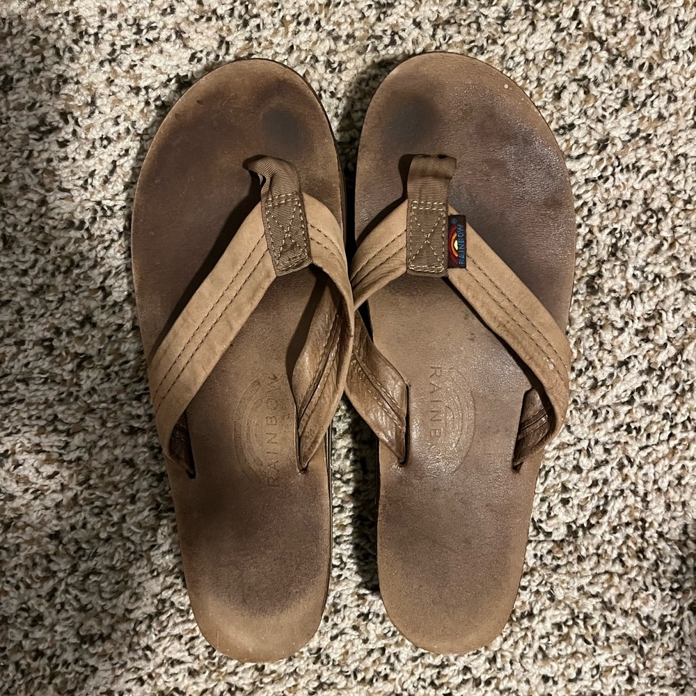 Rainbow flip flops